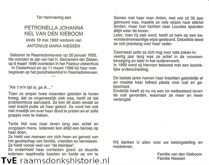 Petronella Johanna van den Kieboom- Antonius Maria Niessen